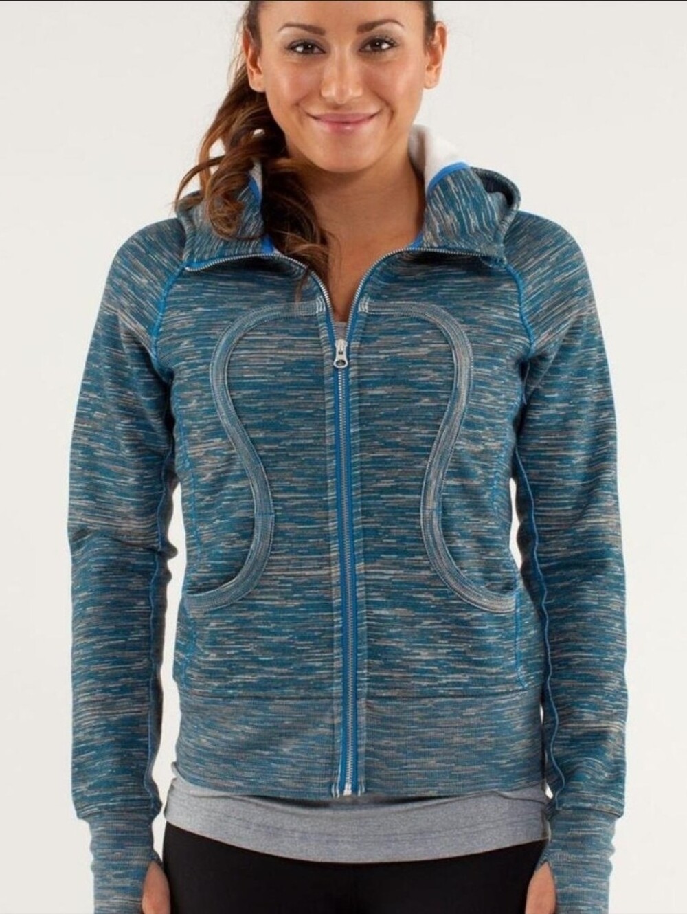 Lululemon Scuba Hoodie Jacket in blue with a "Wee Are From Space" Women's Size 8